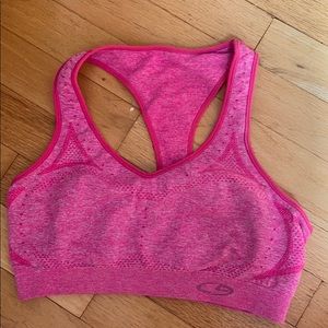 Neon pink sports bra